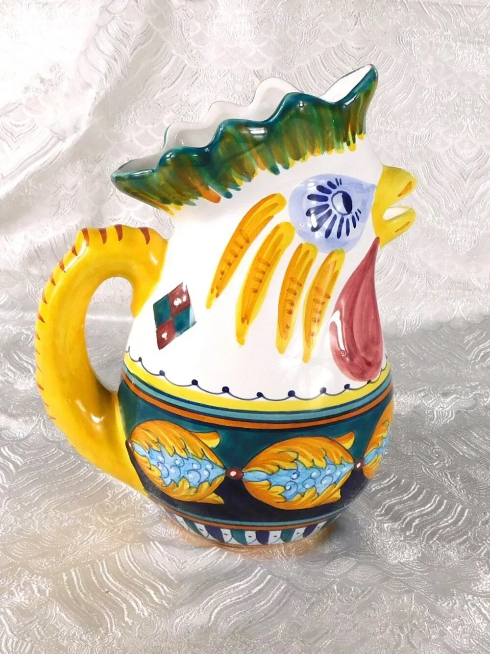 Green and Yellow Rooster Pitcher # 27521